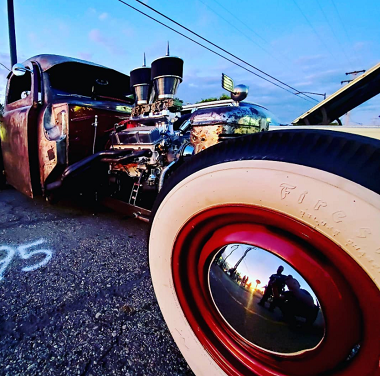 Hotrod with Firestone white wall tires